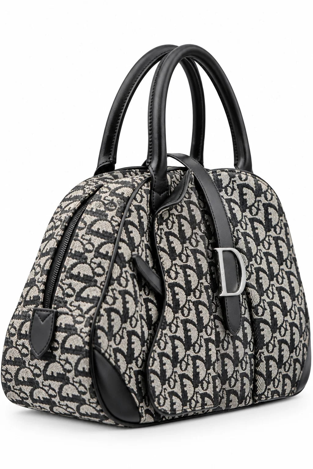 DIOR Diorissimo Frame Satchel, Navy and Beige Canvas, Silver-Tone Hardware | Shop Authentique Lux