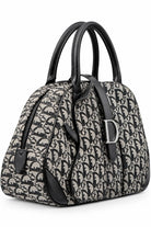 DIOR Diorissimo Frame Satchel, Navy and Beige Canvas, Silver-Tone Hardware | Shop Authentique Lux