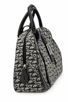 DIOR Diorissimo Frame Satchel, Navy and Beige Canvas, Silver-Tone Hardware | Shop Authentique Lux