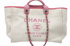 CHANEL Deauville Tote, Beige and Pink Canvas, Silver-Tone Hardware | Shop Authentique Lux