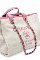 CHANEL Deauville Tote, Beige and Pink Canvas, Silver-Tone Hardware | Shop Authentique Lux