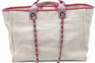 CHANEL Deauville Tote, Beige and Pink Canvas, Silver-Tone Hardware | Shop Authentique Lux
