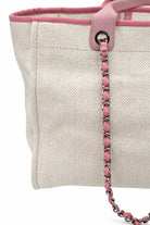 CHANEL Deauville Tote, Beige and Pink Canvas, Silver-Tone Hardware | Shop Authentique Lux