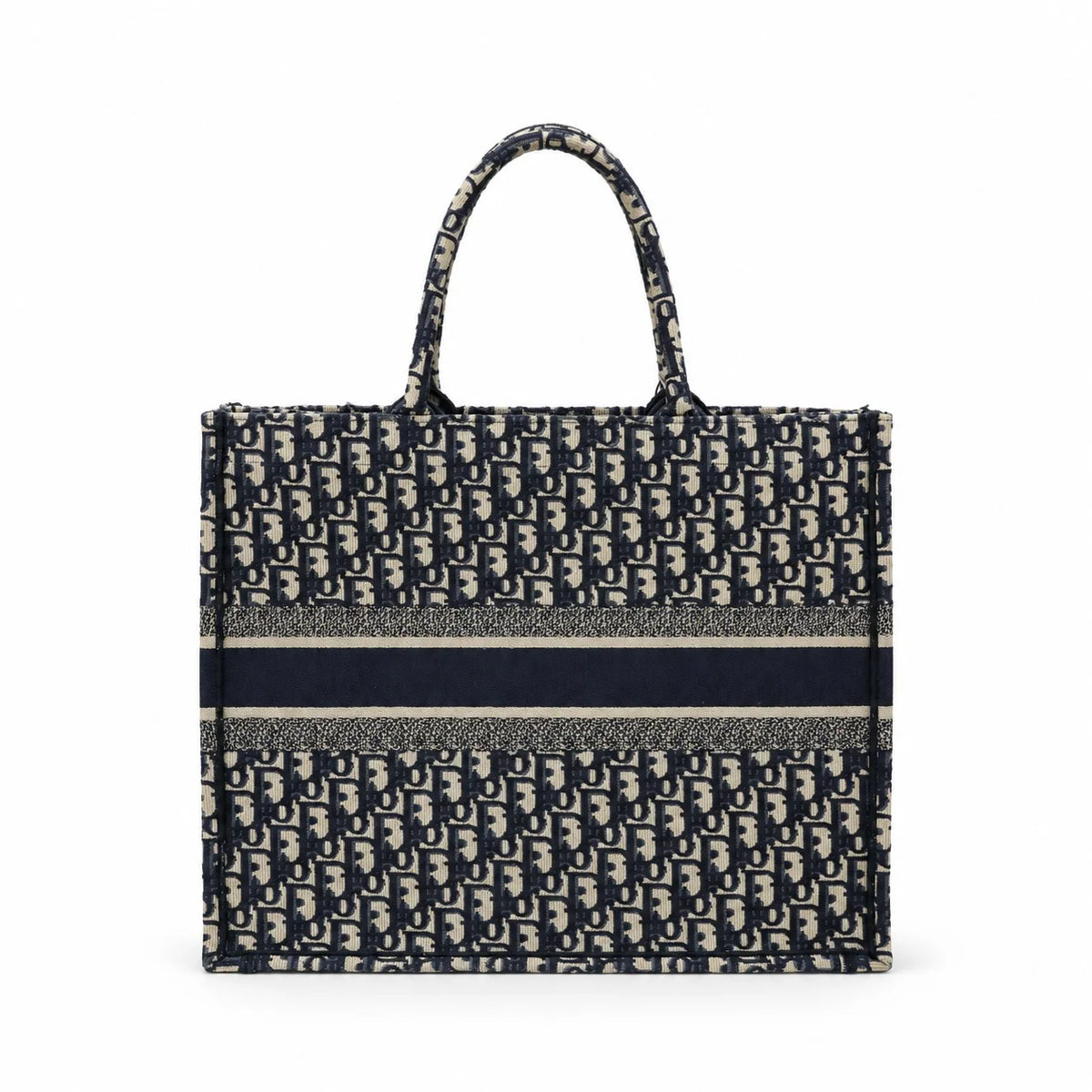 DIOR Large Book Tote, Navy and Beige Oblique Canvas | Shop Authentique Lux