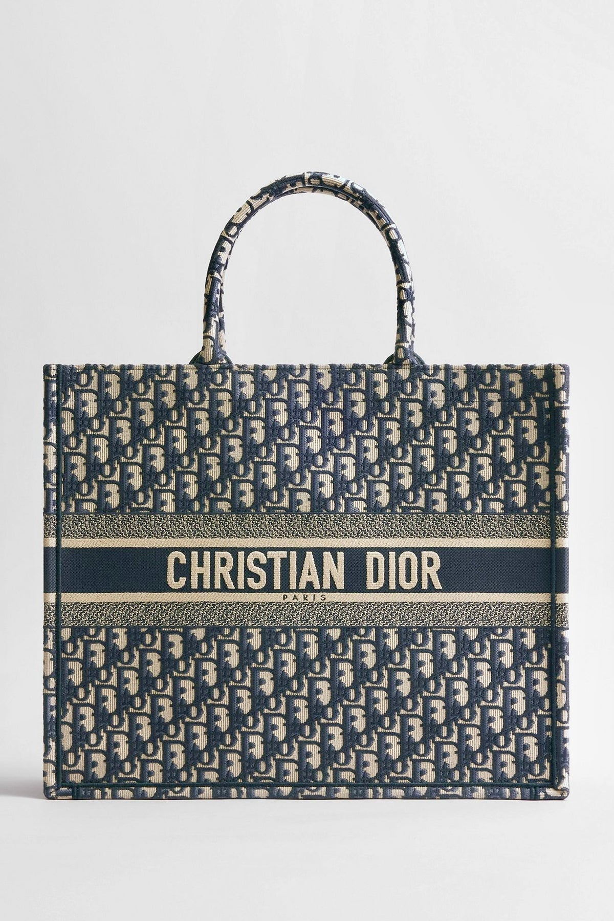 DIOR Large Book Tote, Navy and Beige Oblique Canvas | Shop Authentique Lux