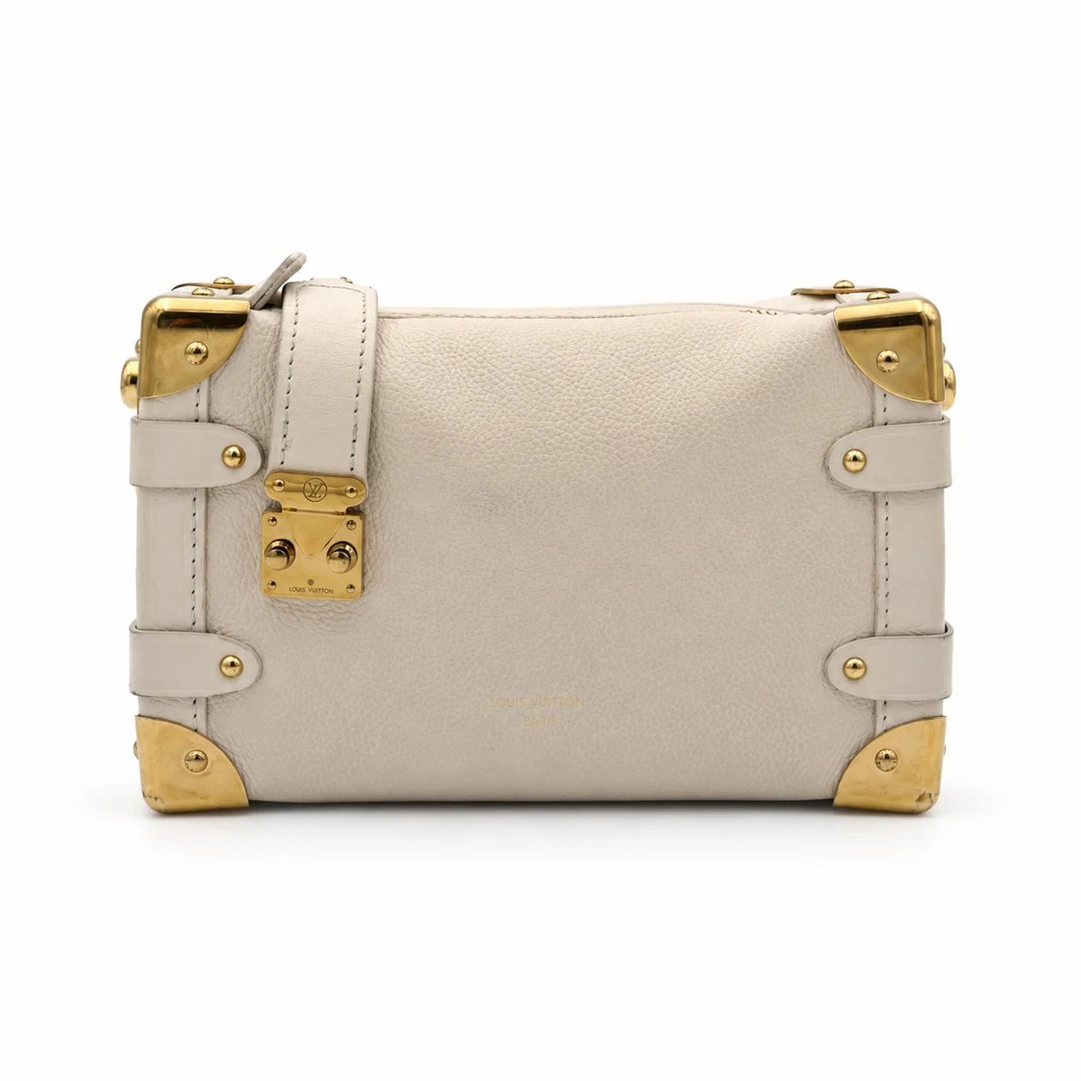 LOUIS VUITTON Side Trunk PM, Chalk Grained Calfskin, Gold-Tone Hardware | Shop Authentique Lux