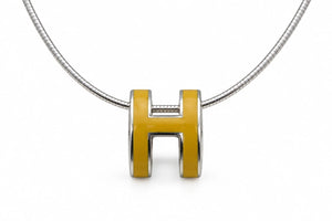 HERMÈS Pop H Pendant Necklace, Yellow, Silver-Tone Chain
