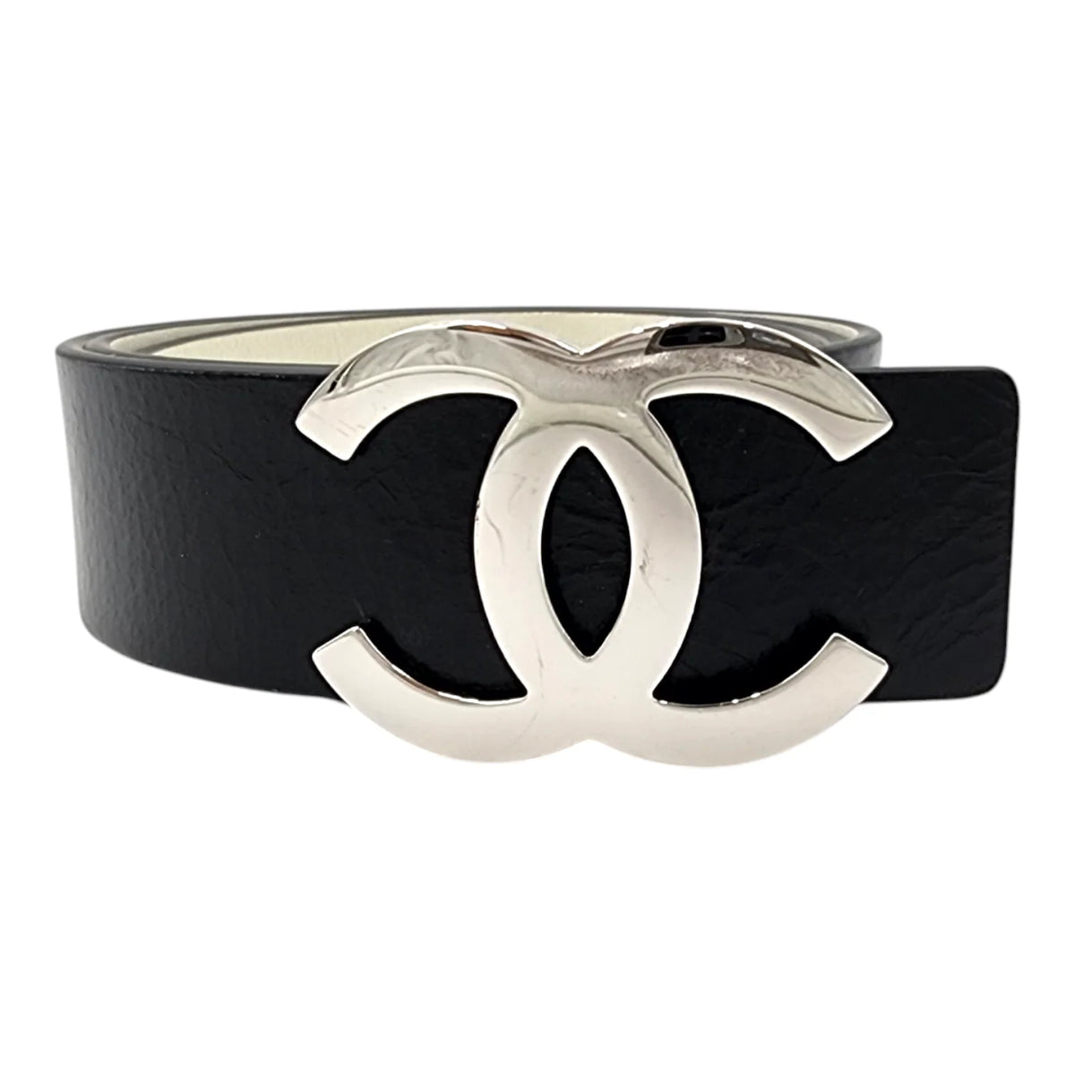 CHANEL CC Reversible Belt, Black and White Calfskin Leather, 80 cm | Shop Authentique Lux