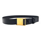 SAINT LAURENT Black Calfskin Leather Belt, Gold-Tone Buckle, 85 cm | Shop Authentique Lux