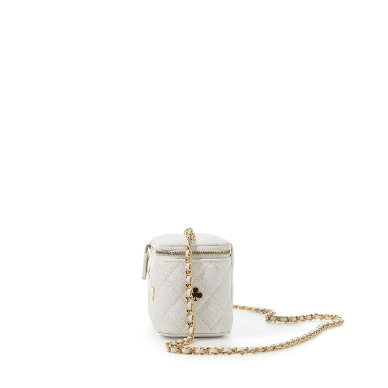CHANEL Coco Casino Vanity Case, White Quilted Caviar Leather | Shop Authentique Lux
