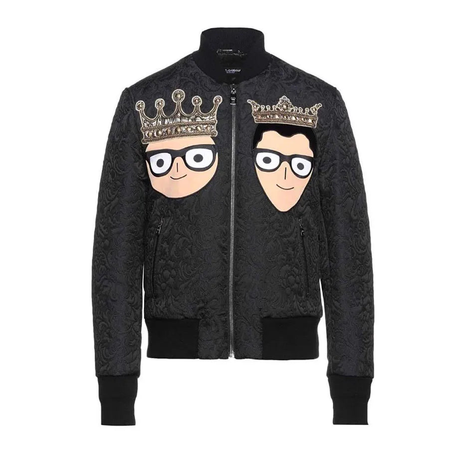 DOLCE & GABBANA Black Crown-and-Portrait Bomber Jacket, Size 38 | Shop Authentique Lux