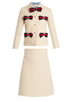 GUCCI Runway Ivory Bow Crystal Tweed Jacket and Skirt Set | Shop Authentique Lux