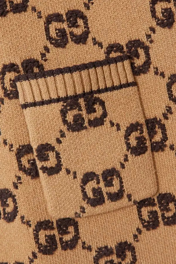 GUCCI Brown GG Wool Knit Dress with Gold-Tone Buttons | Shop Authentique Lux