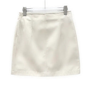 HERMÈS Runway Cotton Canvas Mini Skirt, Blanc, Silver-Tone Hardware, FR 36