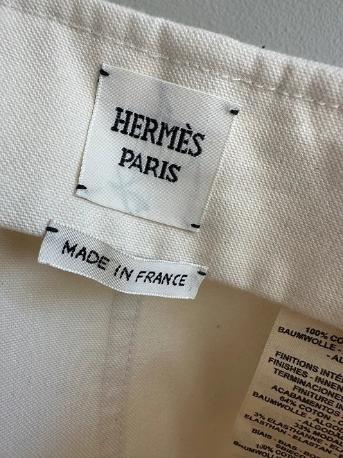 HERMÈS Runway Blanc Mini Skirt, Hangtag Detail | Shop Authentique Lux
