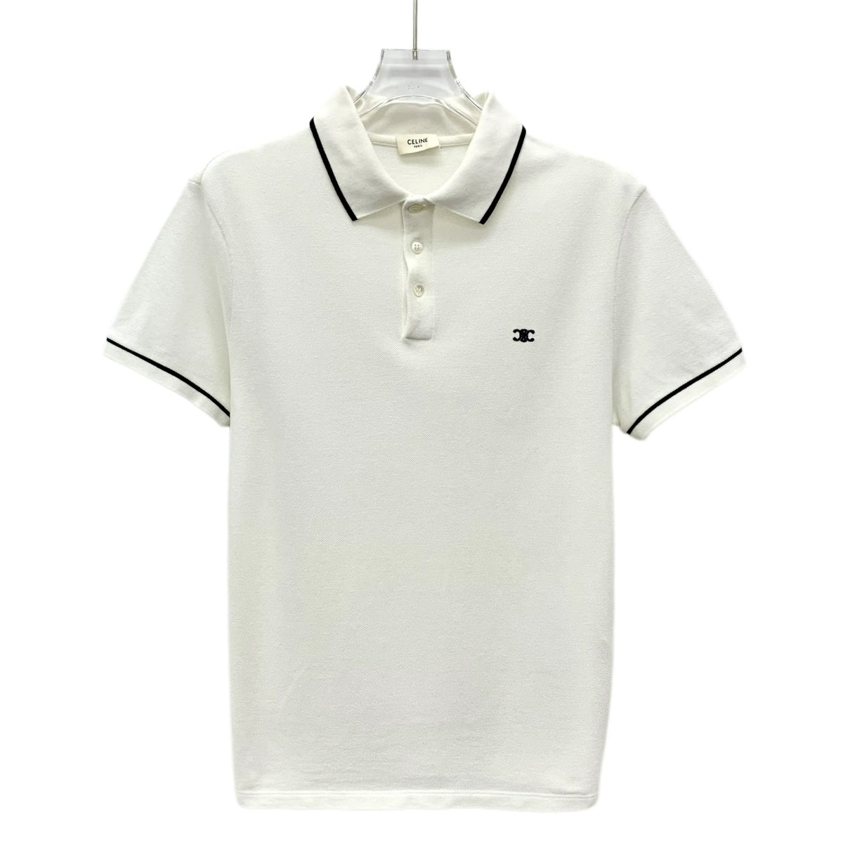 CELINE Classic Cotton Piqué Polo Shirt, Triomphe Embroidery Detail | Shop Authentique Lux