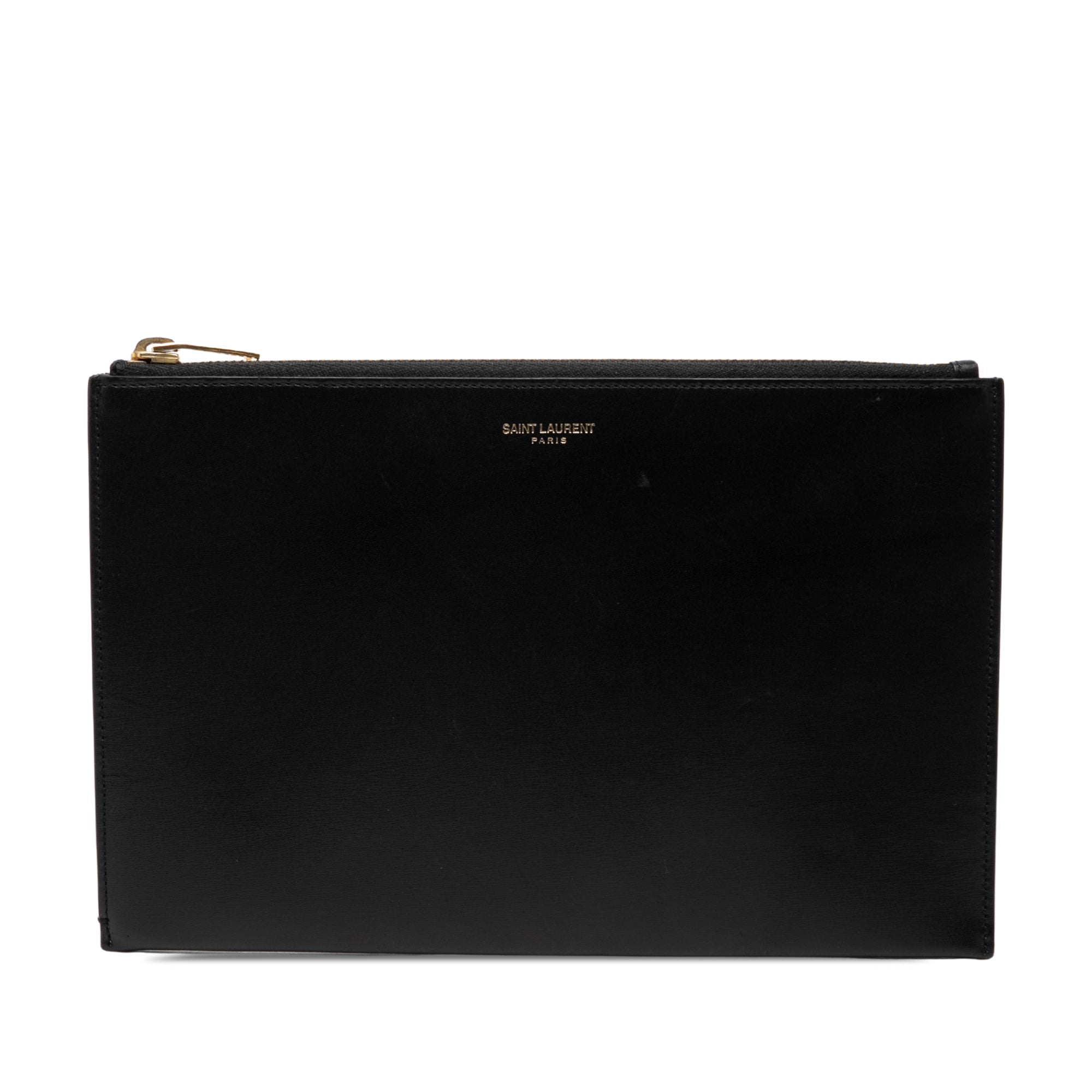 Saint Laurent Zip Portfolio, Black Leather, Silver Hardware, 2020 | Shop Authentique Lux