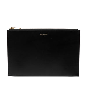 SAINT LAURENT Zip Portfolio, Black Leather, Silver Hardware, 2020