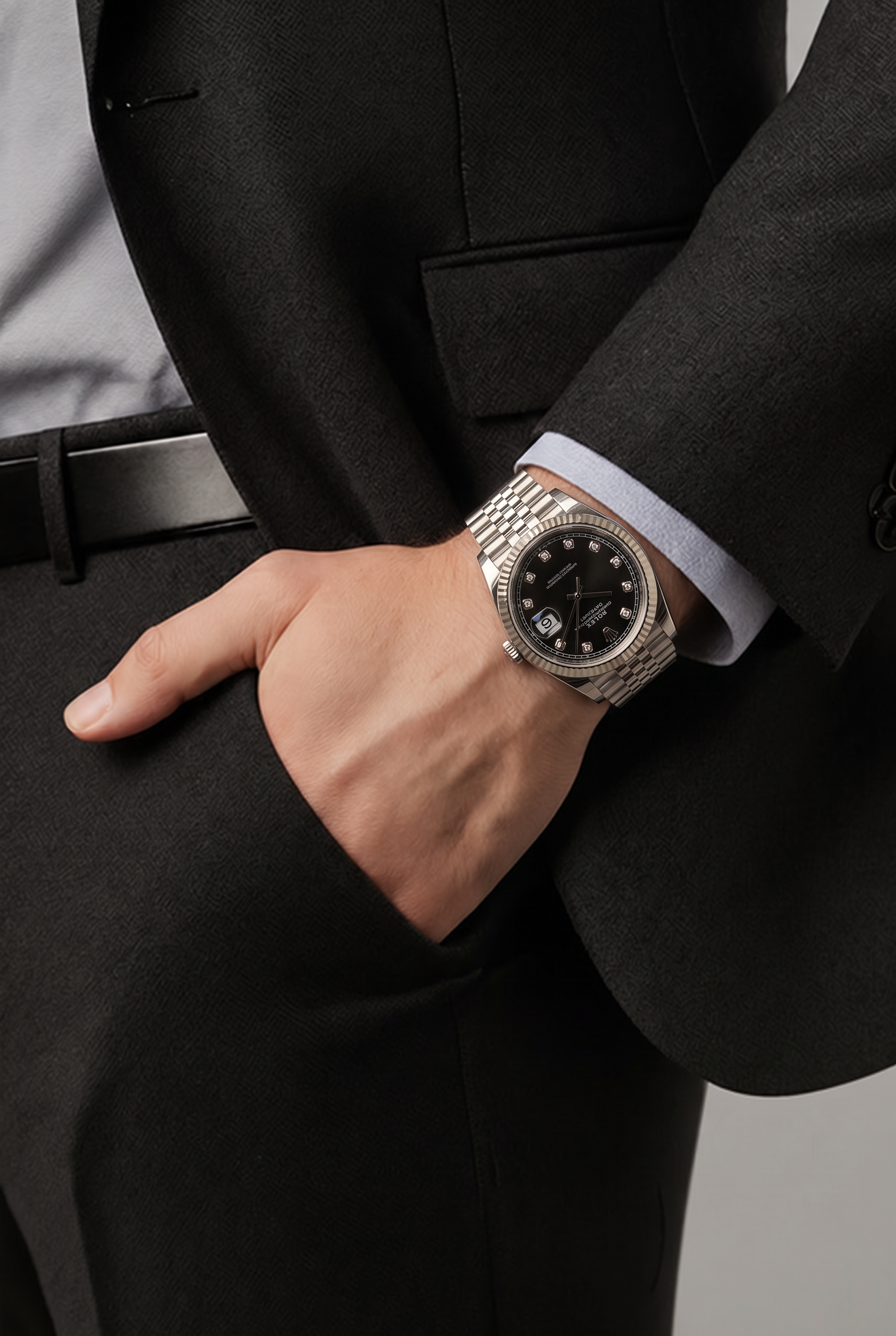 Rolex Datejust 36 Platinum Fluted Bezel Black Diamond Dial 2019 Full Set | Shop Authentique Lux