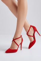 Christian Louboutin Red Suede Ankle-Strap Pumps, Size 37.5 | Shop Authentique Lux