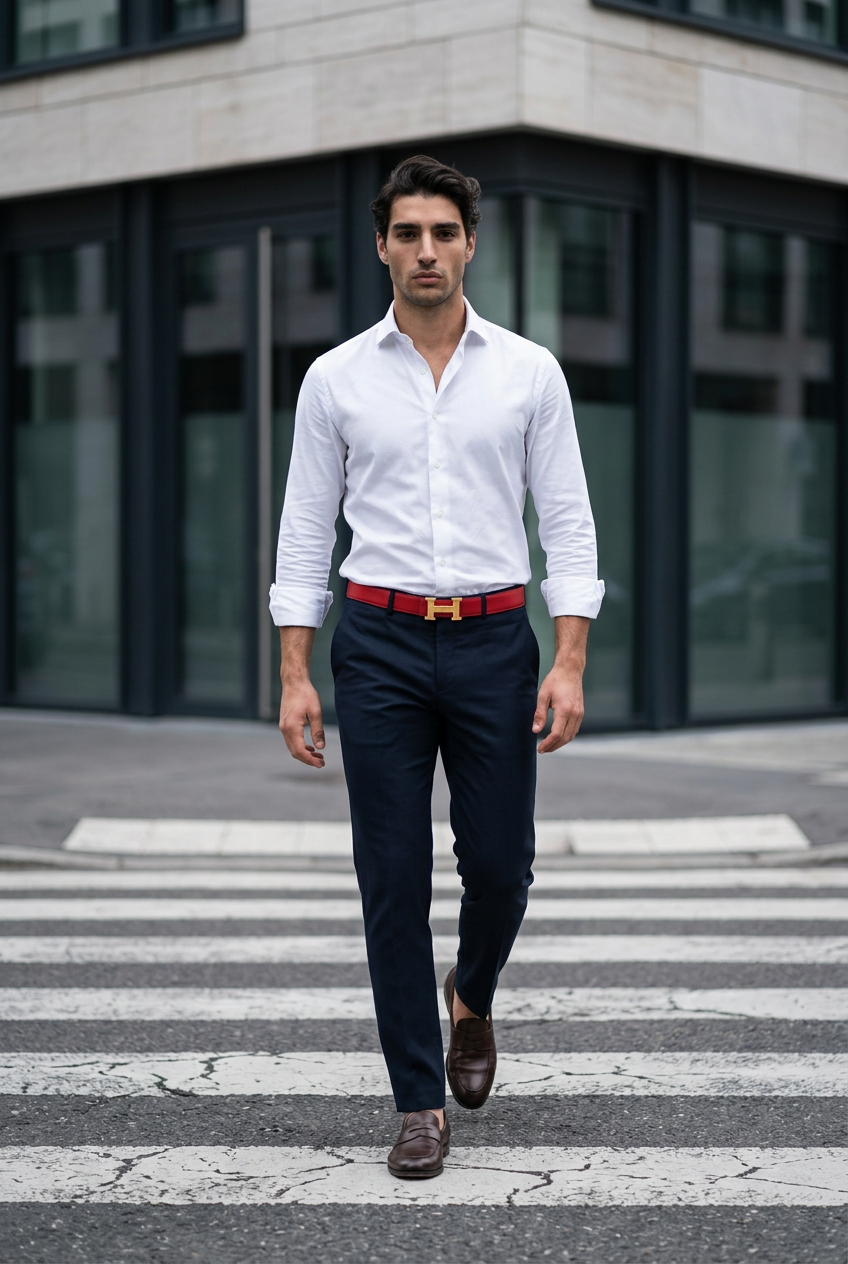 Hermès Reversible H Belt, 24mm Swift & Epsom Calfskin, Rose Mexico/Anemone, Size 80, Full Set | Shop Authentique Lux