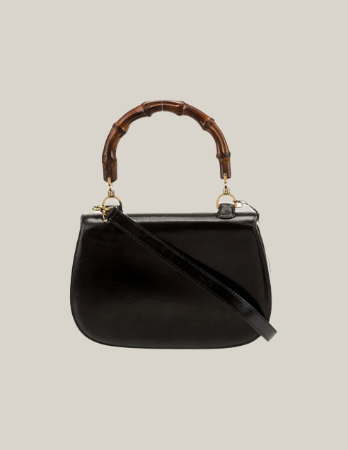 Gucci Bamboo 1947 Medium Top Handle Bag with Smooth Leather and Curved Bamboo Handle - Authentique Luxury