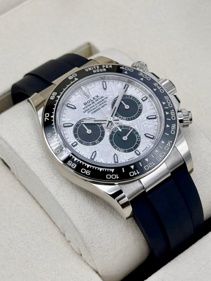 ROLEX Cosmograph Daytona 126519LN, Silver Meteorite Dial, 18K White Gold, Oysterflex, Full Set, 2026 | Shop Authentique Lux